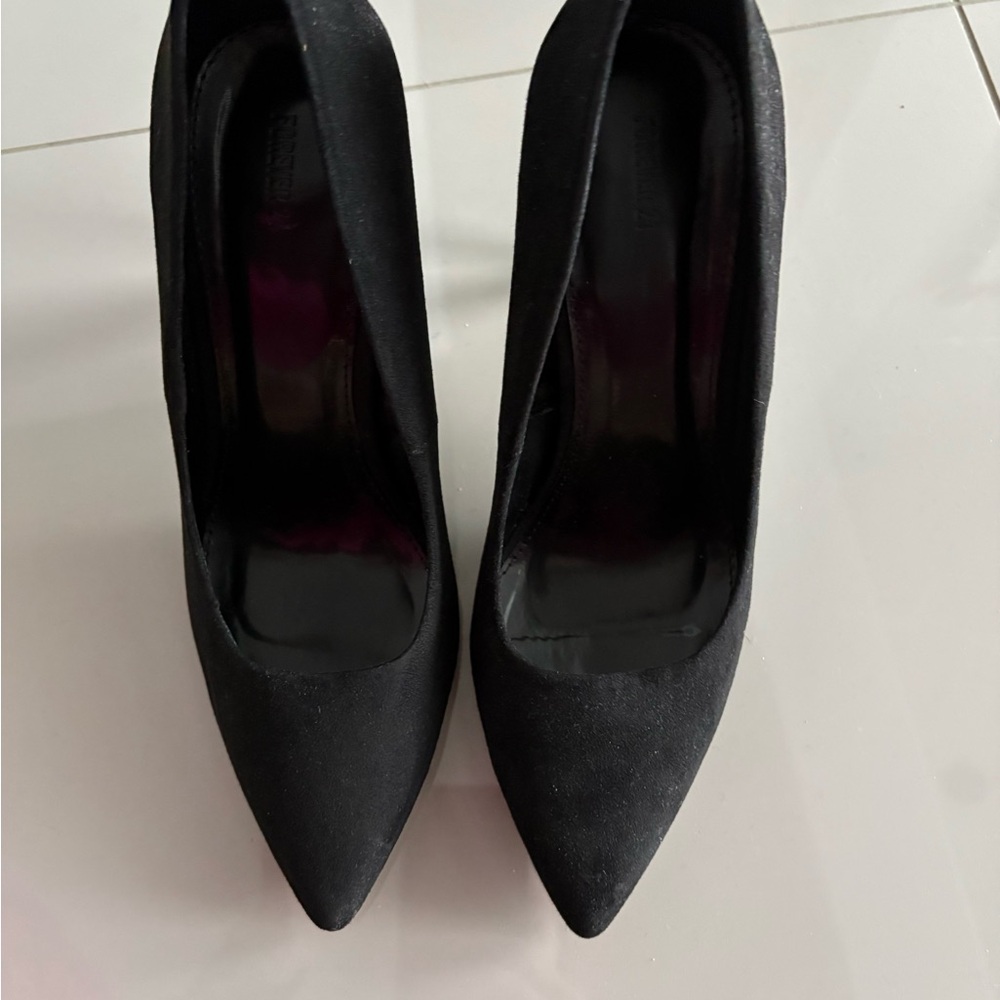 Elegant Black Faux Suede Women's Heels